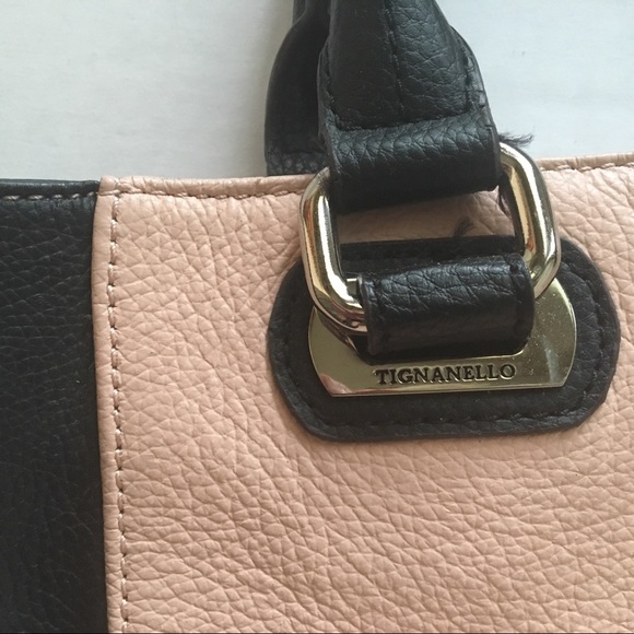 Cute Pink/Dark Navy Leather Tignanello Hangbag - Picture 2 of 5